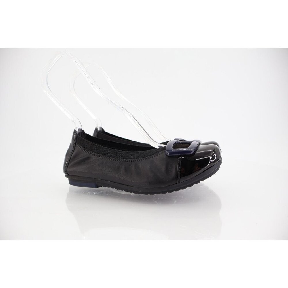 Earth Eclipse Ballet Flats Shoes Women's 6 Black Leather Slip On Stretch Solid